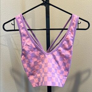 Colsie Purple and Pink checkered sports Bra